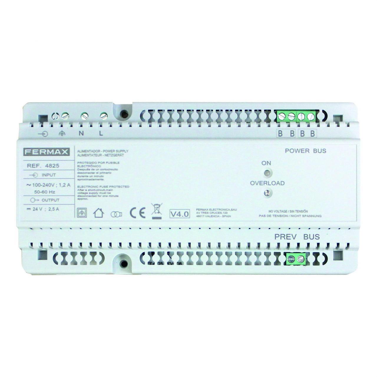 FERMAX - Alimentador + filtro DIN10 24VDC 2,5A para alimentar diferentes equipos DUOX PLUS - Imagen 3