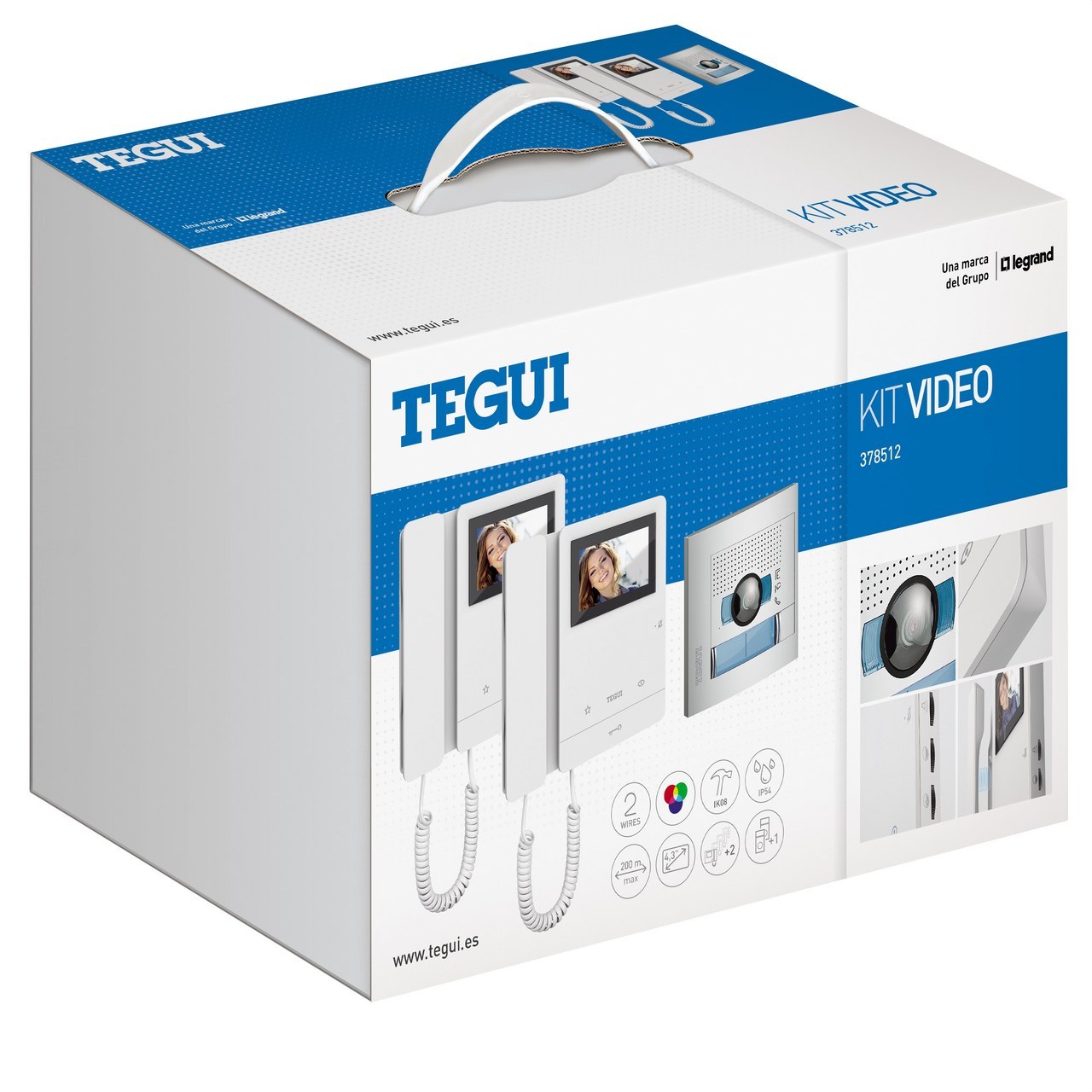 TEGUI - Kit video 2 viviendas 2 hilos, placa SFERA NEW HQ y dos monitores SERIE 8 - Imagen 7