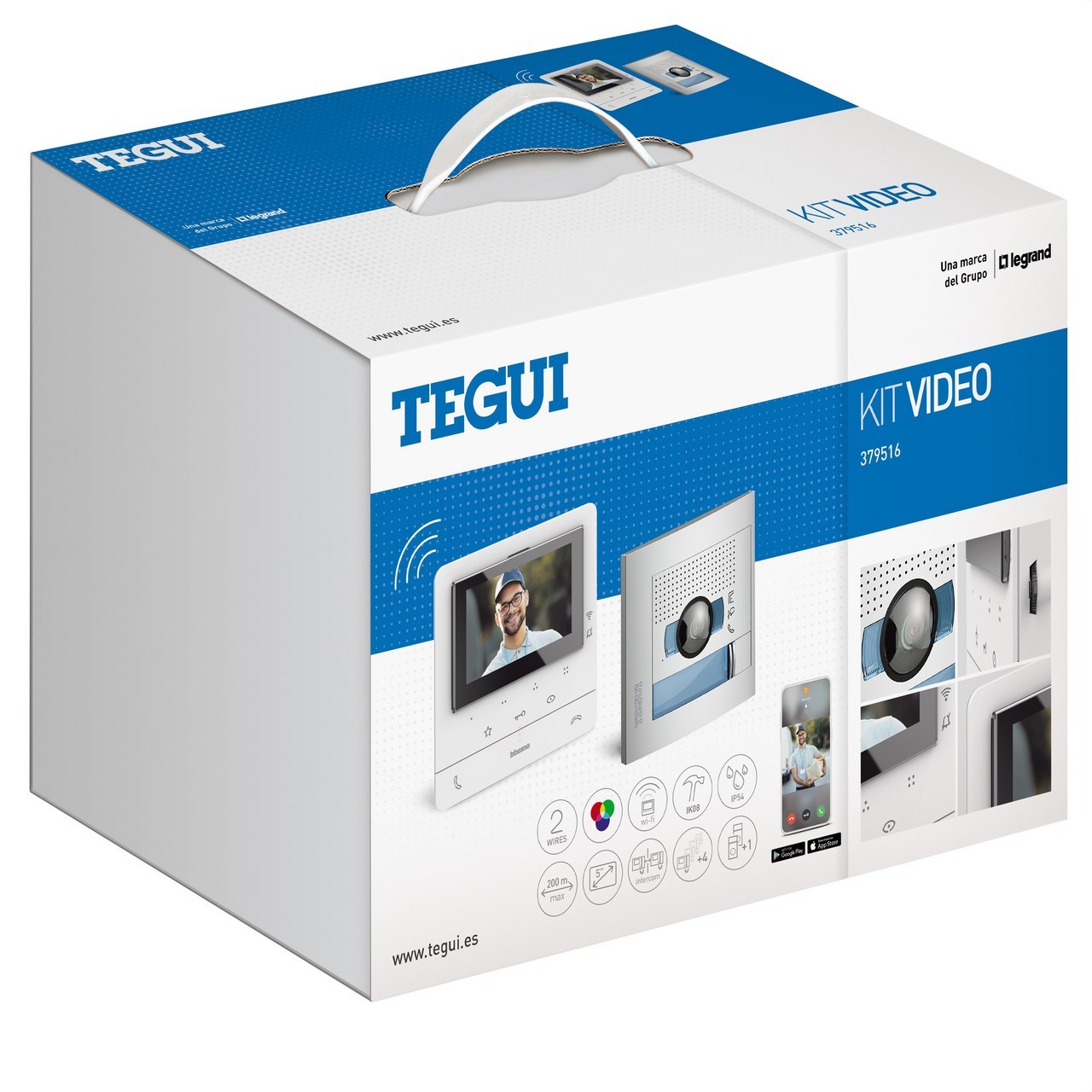 TEGUI - Kit vídeo 1 vivienda 2 hilos, placa SFERA NEW HQ y monitor Classe 100 conectado - Imagen 3