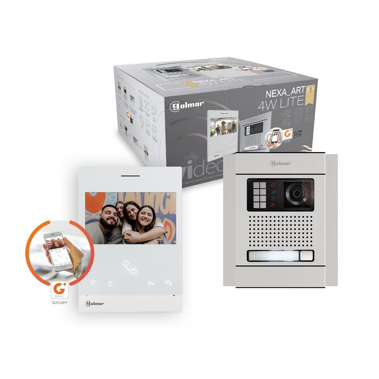 GOLMAR - Kit videoportero Nexa con tecnología 2 hilos N5110/ART 4W LITE 1P 128(An) x 153(Al) mm monitor ART 4W LITE/G2+ manos libres 4.3" - Imagen 2