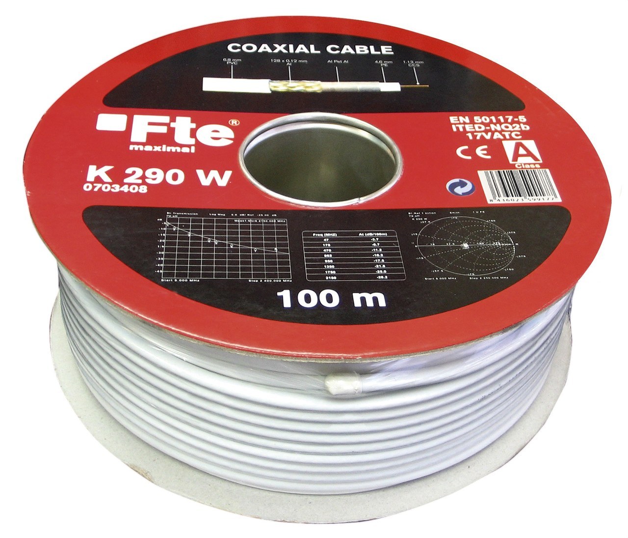 FTE-MAXIMAL - Cable coaxial 750h diámetro 4,6 K290W PVC blanco - Imagen 2