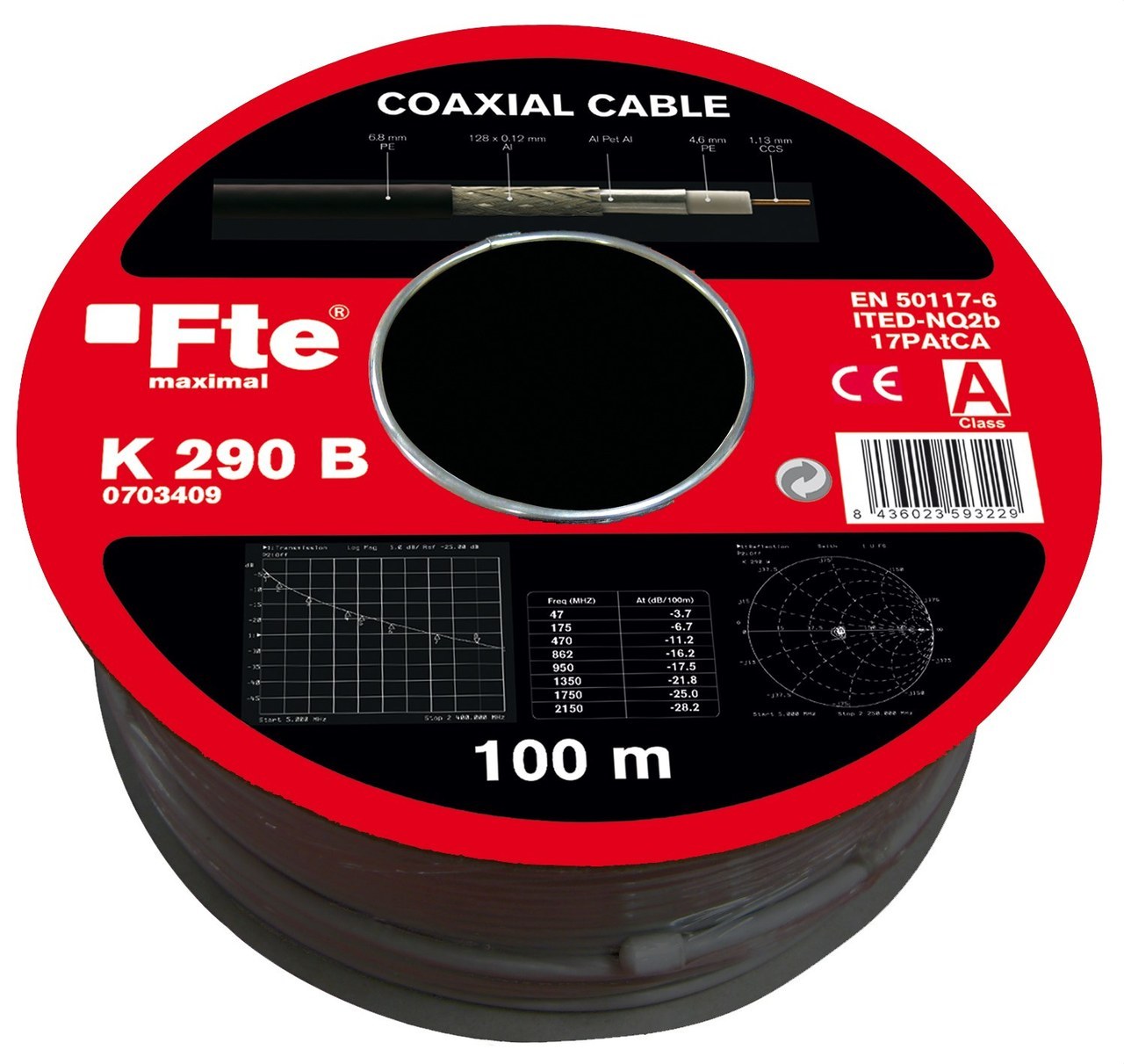 FTE-MAXIMAL - Cable coaxial 750h diámetro 4,6 K290B polietileno negro - Imagen 3