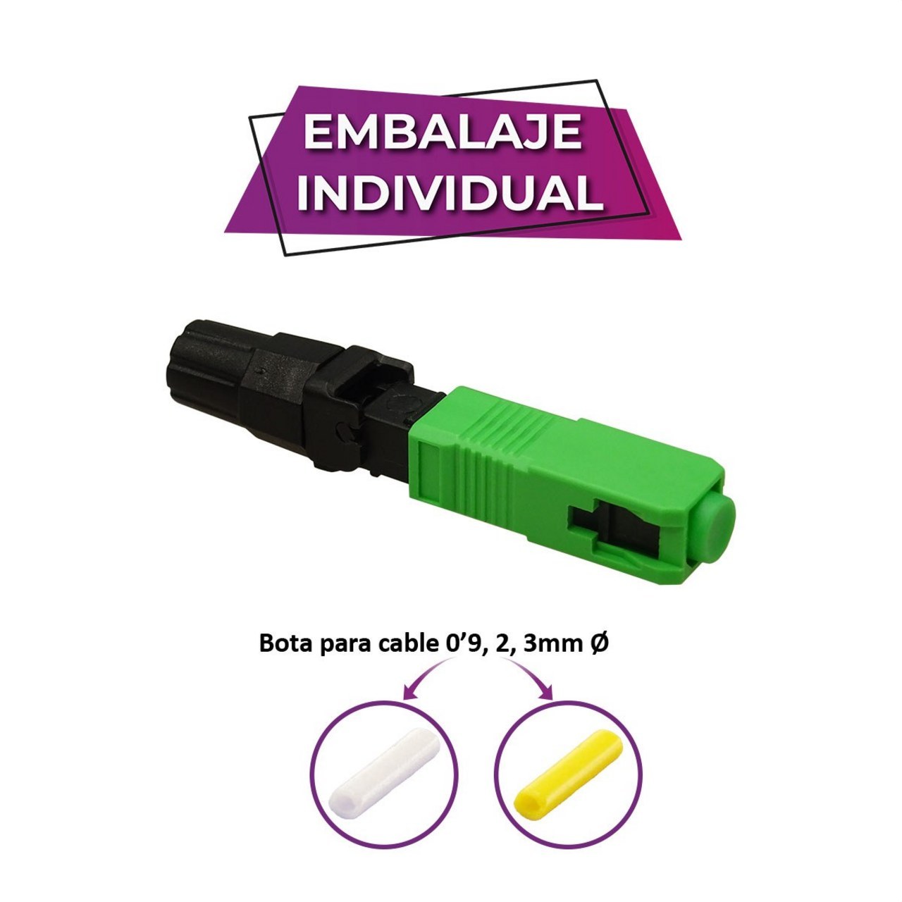 KEYNET SYSTEMS - Conector mecánico SC/APC SM cable 3, 3x2, 2 y 0,9mm IL0,3dB verde - Imagen 2