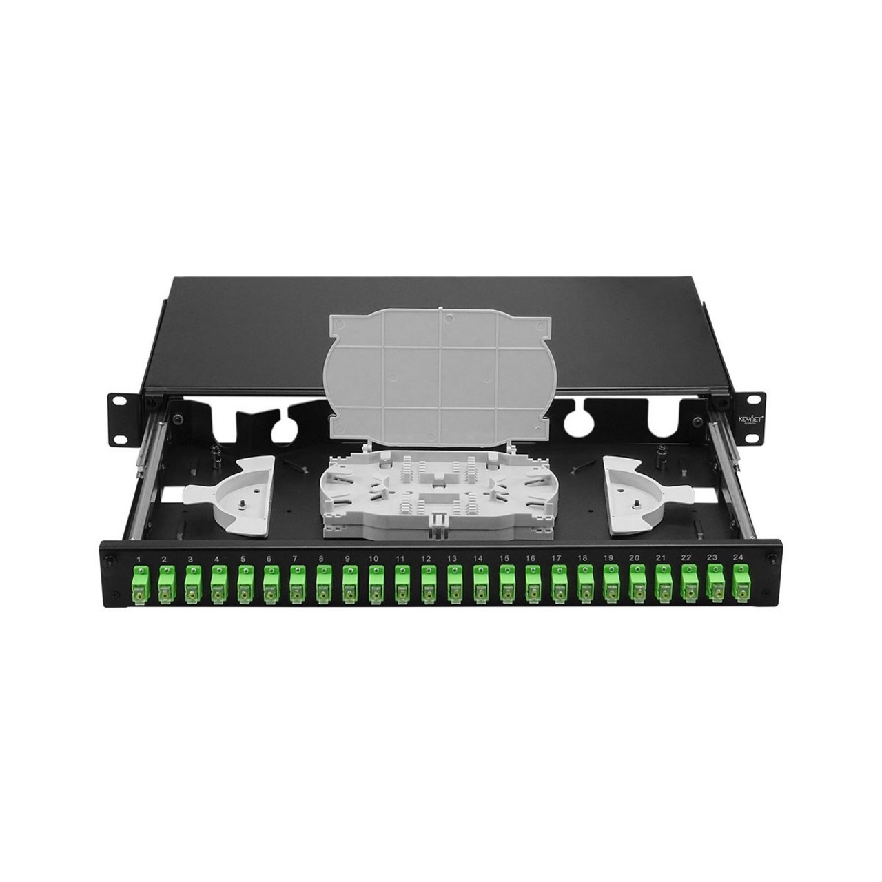 KEYNET SYSTEMS - Bandeja fibra 19" telescópica incluye 24SC/APC tapón traslúcido y accesorios - Imagen 3