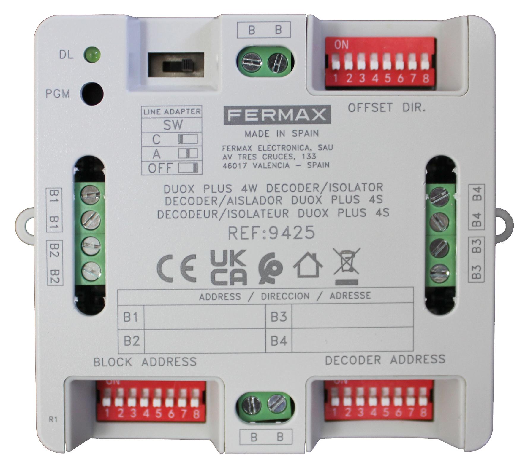 FERMAX - Decoder de planta de 4 salidas DUOX PLUS 4S montaje en carril DIN4 - Imagen 2