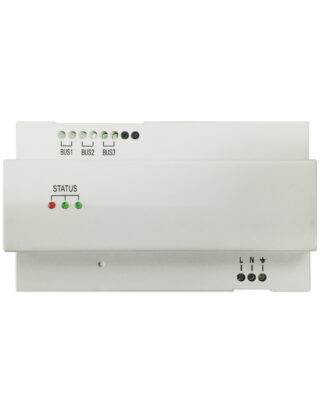 GALAK - Alimentador principal para sistemas de videoportero Galak Bus 2 hilos, admite máximo 31 monitores. Carril Din 30Vcc. 1500mA