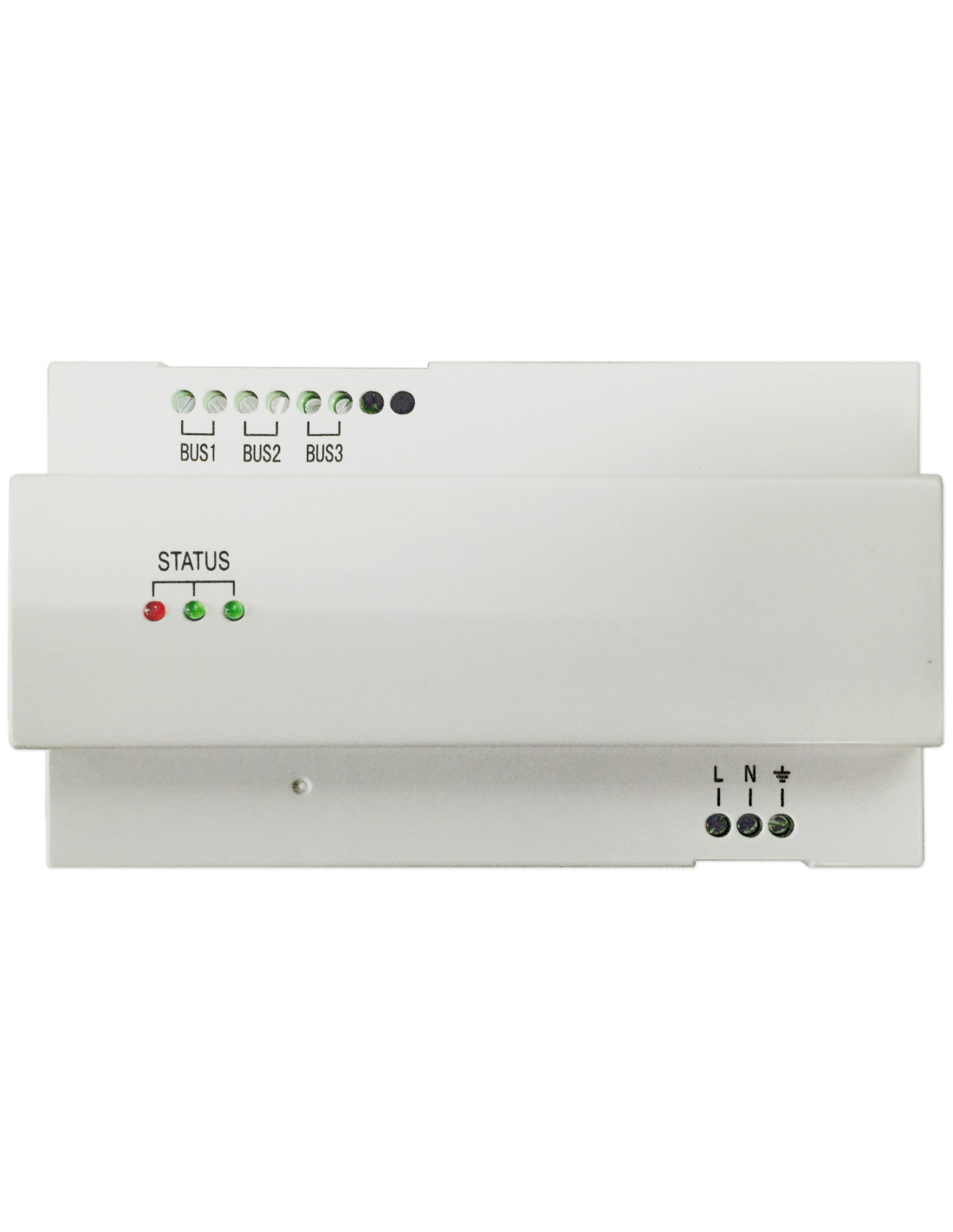 GALAK - Alimentador principal para sistemas de videoportero Galak Bus 2 hilos, admite máximo 31 monitores. Carril Din 30Vcc. 1500mA