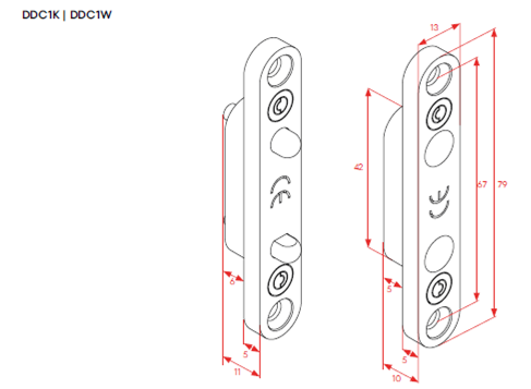 O&C - Contacto Puertas 24V NEGRO 70mm - Imagen 2