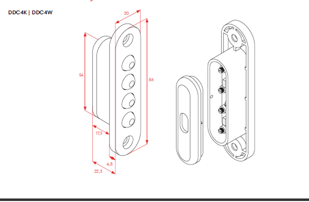 O&C - Contacto Puertas 24V AC/DC NEGRO 86mm - Imagen 2