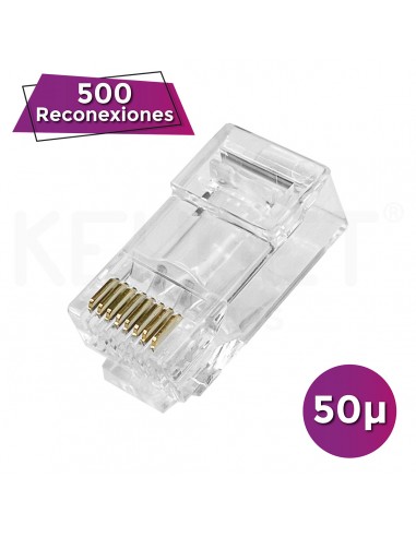 KEYNET SYSTEMS - Conector RJ45 rápido UTP macho Cat6/6A 1,0mm/6,5mm 3p 50µ" - Imagen 2