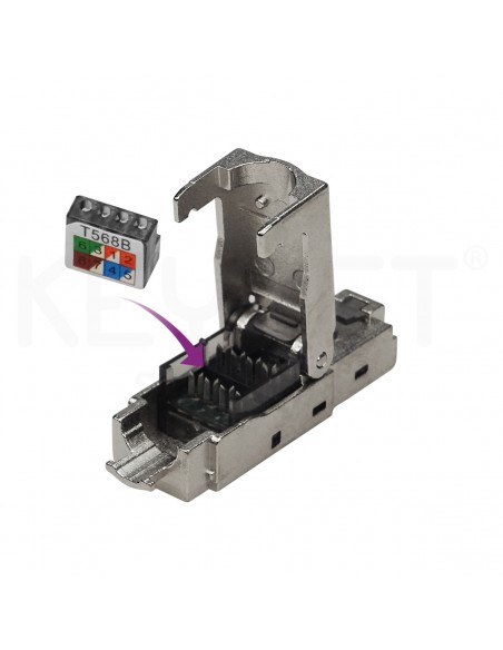 KEYNET SYSTEMS - Conector RJ45 Cat6-6A FTP montaje sin herramienta 23AWG rig/flex 30µ" - Imagen 3
