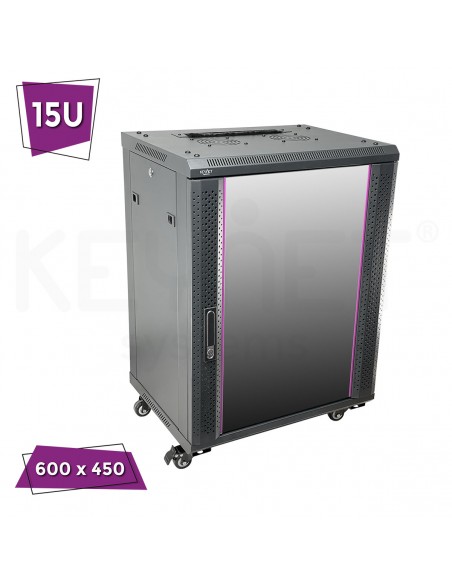 KEYNET SYSTEMS - Rack 15U montado 600x450x770mm suelo/pared cerradura lateral antipolvo 60kg - Imagen 2