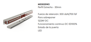 O&C - Cerradura Electromagnética Fuerza de retención: 300 daN/700 lbf -Para sobreponer-12/24V DC-
Funcionamiento continuo DC ED100% -Estado de la puerta