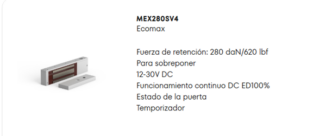 O&C - Cerradura Electromagnética -Ecomax- Fuerza de retención: 280 daN/620 lbf- Para sobreponer 12-30V DC
Funcionamiento continuo DC ED100% -Estado de la puerta