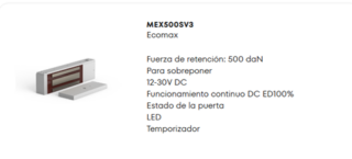 O&C - Cerradura Electromagnética -Ecomax -500Kg - Fuerza de retención: 500 daN Para sobreponer-12-30V DC
Funcionamiento continuo DC ED100% -Estado de la puerta LEDTemporizador