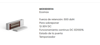 O&C - Cerradura Electromagnética - Ecomax- 500Kg - Fuerza de retención: 500 daN Para sobreponer-12-30V DC
Funcionamiento continuo DC ED100% -Estado de la puerta-Temporizador