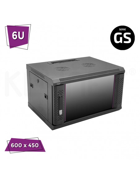 KEYNET SYSTEMS - Rack 6U montado 600x450x350mm pared accesos antipolvo 60kg - Imagen 2