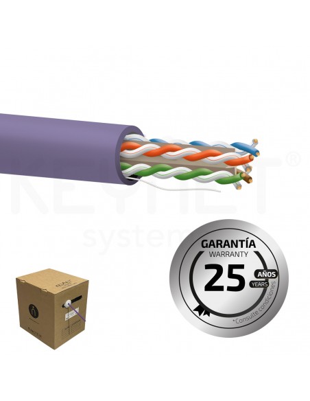 KEYNET SYSTEMS - Cable Cat6 U/UTP BC 23AWG-0,54mm LSZH Cca-s1a,d1,a1 violeta (Carrete en caja 305m) - Imagen 3