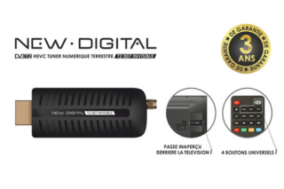 NEW DIGITAL - NEW DIGITAL T2 007 Invisible Receptor terrestre I Dongle HDMI HD TV decodificador Digital terrestre I Ideal para TV de Pared, HORECA, Camping I Receptor para TV en Abierto