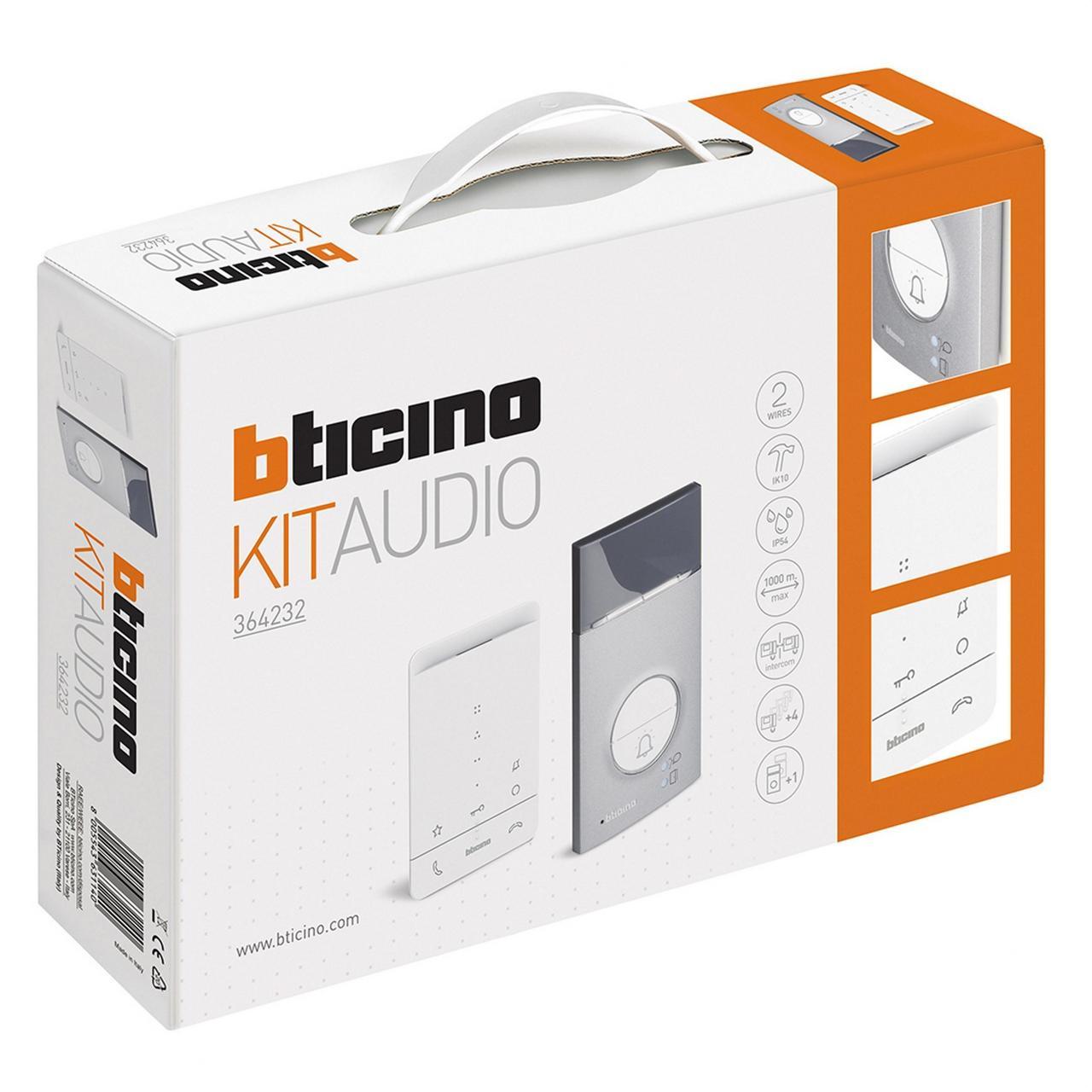 BTICINO - Kit audio 1 vivienda 2 hilos, placa LÍNEA 3000 y teléfono Classe 100 - Imagen 2
