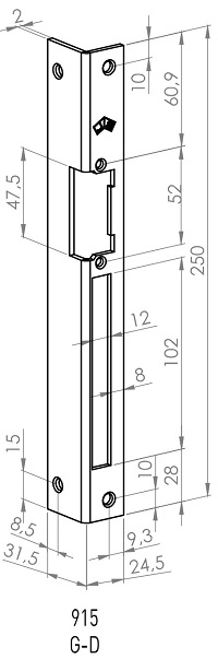 JIS - Frontal Angulo No Reversible de Acero Gris 915G - Imagen 2
