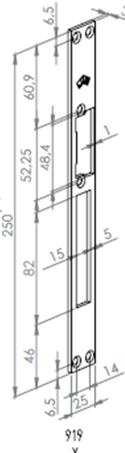 JIS - Frontal Reversible de Acero Inoxidable 2,5cm x 25 cm 2 agujeros en extremos - Imagen 2