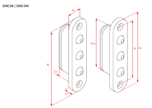 O&C - Contacto Puertas 24V AC/DC NEGRO 86mm - Imagen 2