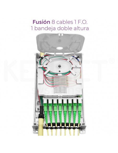 KEYNET SYSTEMS - Caja empalme interior 2 puertos / 8 puertos 48 fusiones+split IP54 125x226x53mm ABS+PC blanca - Imagen 2