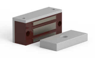 O&C - MEX50SW1 (MEX70) Serie M Cerradura electromagnética de sobreponer 500N 12V/24V DC con estado de puerta