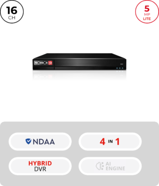 PROVISION - DVR 5EN1 16ch LITE 5MP@10IPS+ 8IP 5MP 1HDMI/VGA/CVBS 2HDD(8TB) Audio8/1 Alarma 16/4