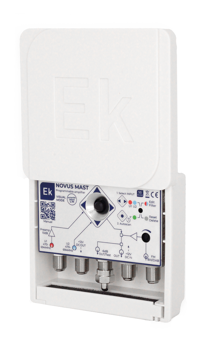 EKSELANS BY ITS - Amplificador 32 filtros UHF ultraselectivos 1 entrada UHF (G>40dB)/ 1 entrada UHF con previo interno (G>50dB)/ 1 entrada FM-DAB-BIII (G>12dB) alimentación previos (12V) - Imagen 2