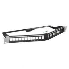 OPENETICS - Patch panel angular vacío 19" 1 U 24 puertos UTP / STP slim con etiquetero - Imagen 2