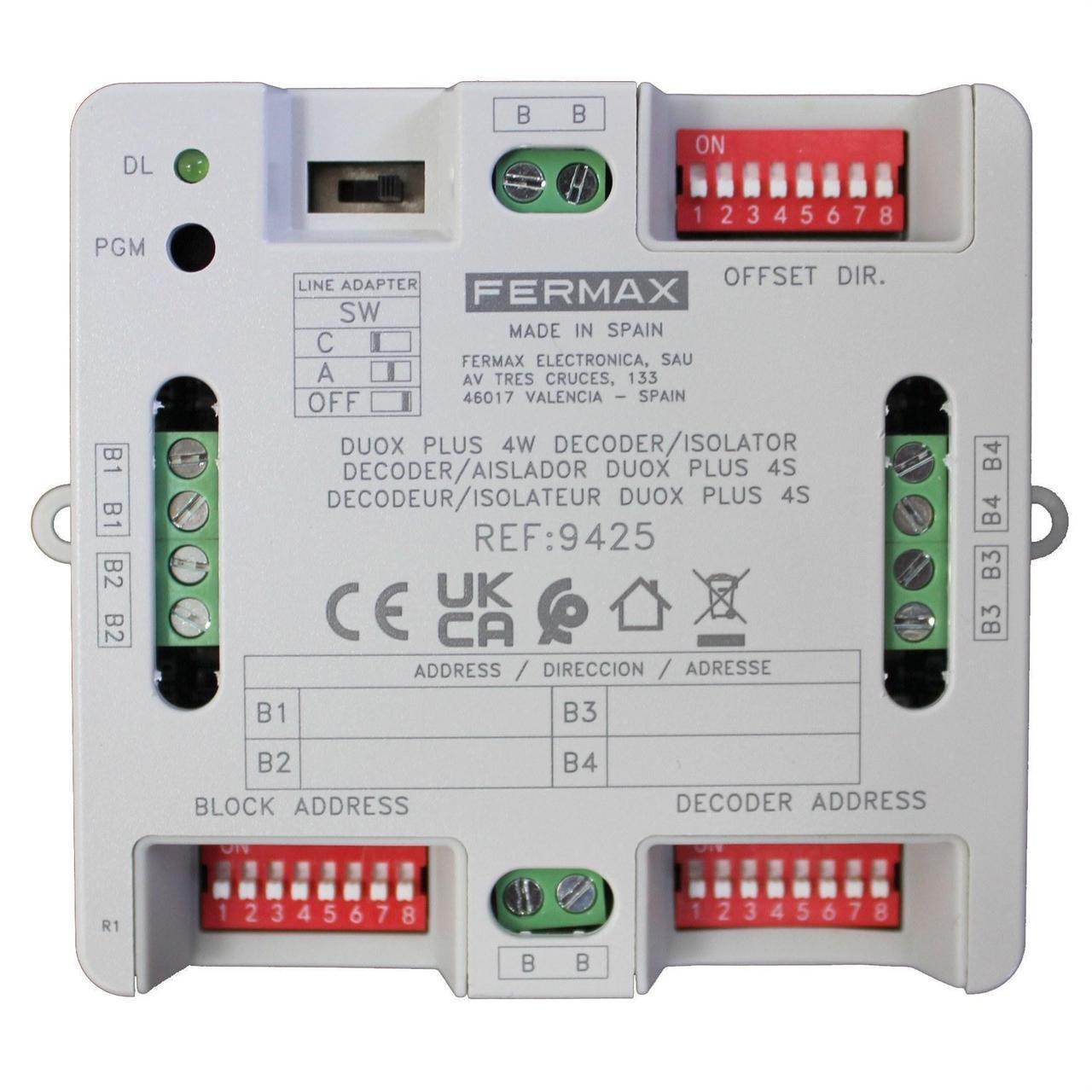 FERMAX - Decoder de planta de 4 salidas DUOX PLUS 4S montaje en carril DIN4 - Imagen 3