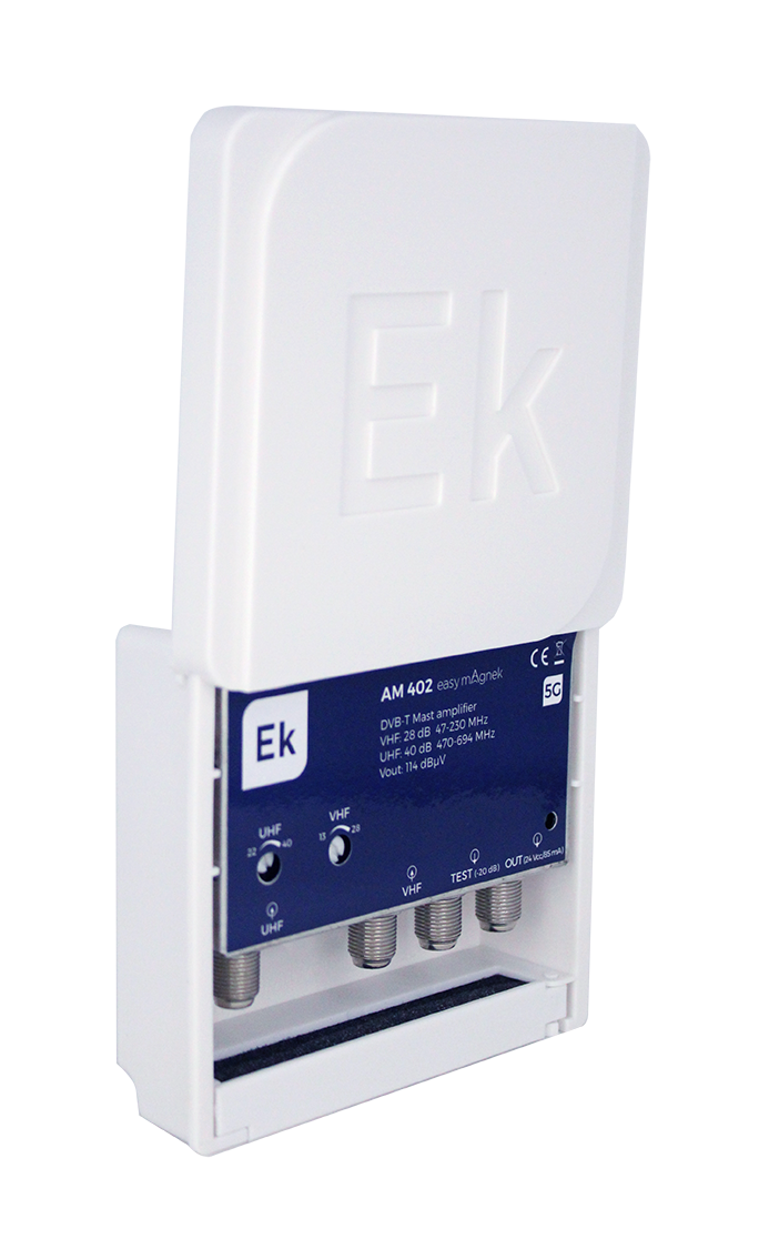 EKSELANS BY ITS - Amplificador de mástil 2 entradas: VHF (47-230MHz) UHF (470-694MHz) G: 28dB (VHF) 38dB (UHF) nivel de salida (DIN 45004B): 114dB?V, alimentación: 24Vdc, segunda salida TEST (-20dB) - Imagen 2