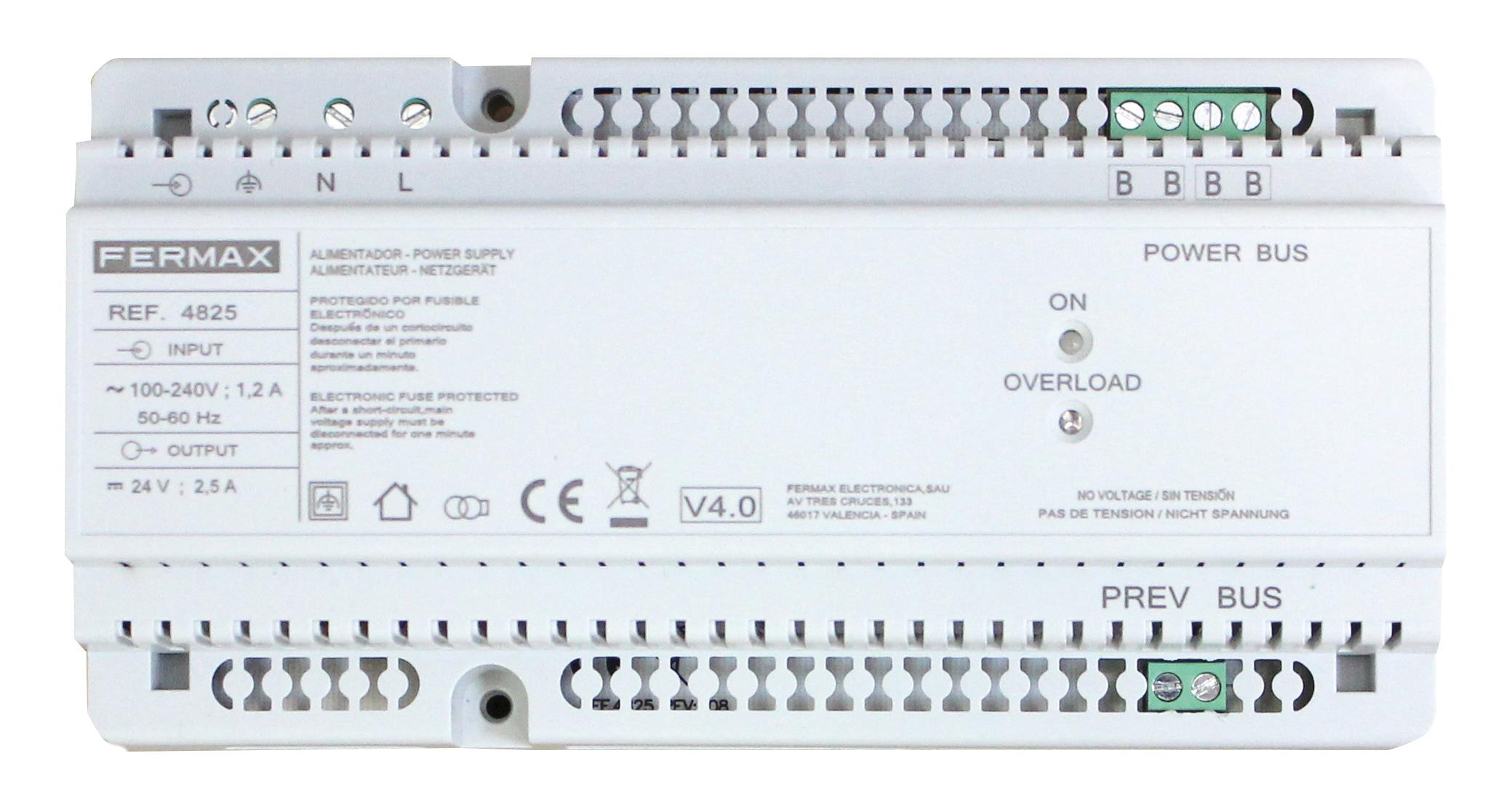 FERMAX - Alimentador + filtro DIN10 24VDC 2,5A para alimentar diferentes equipos DUOX PLUS - Imagen 2