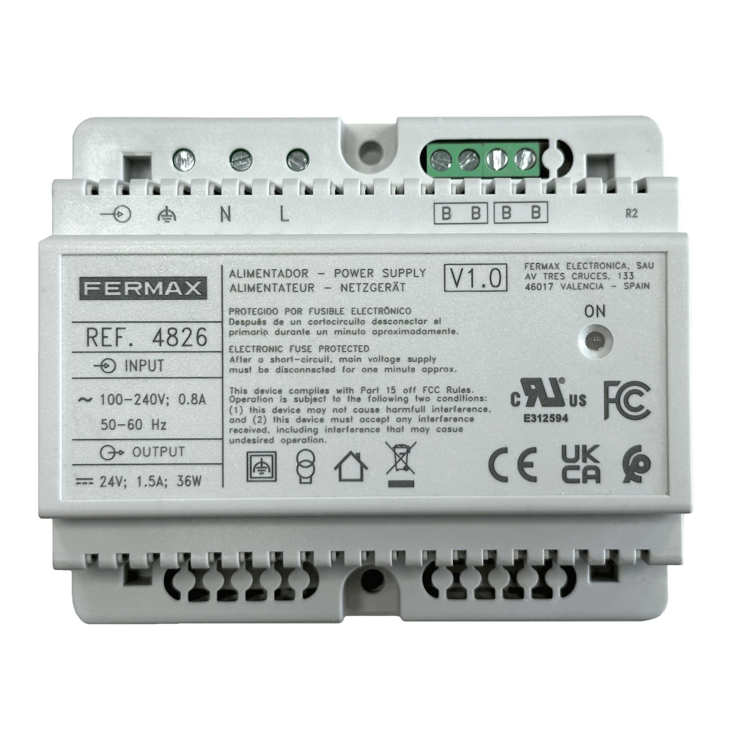 FERMAX - Alimentador + filtro DIN6 24VDC 1,5A - Imagen 2