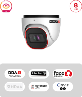PROVISION - Camera- H.265 Eye-Sight Series, Dome/Turret IR 40M(2 LED Array), Motorized 2.8-12mm lens, 8M with PoE