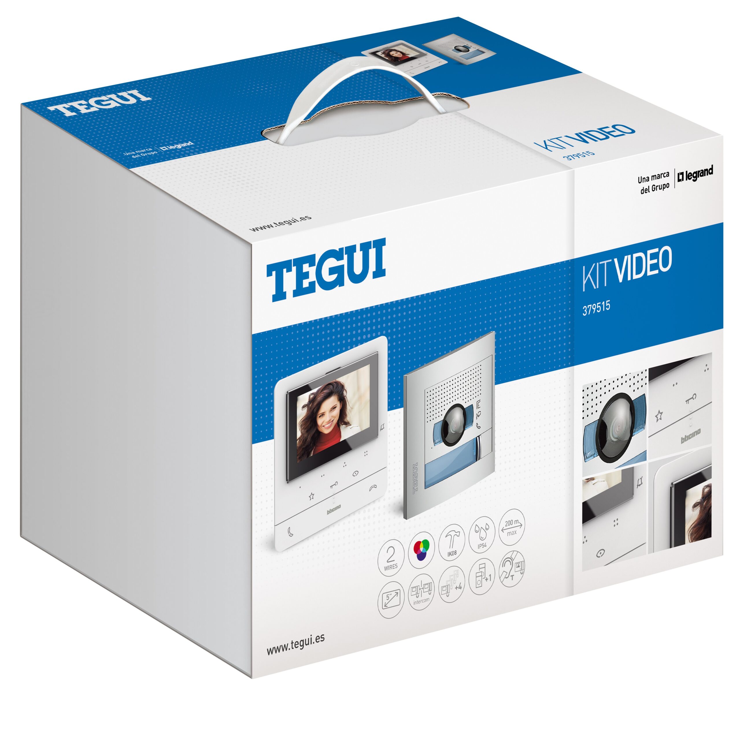 TEGUI - Kit vídeo 1 vivienda 2 hilos, placa SFERA NEW HQ y monitor Classe 100 avanzado