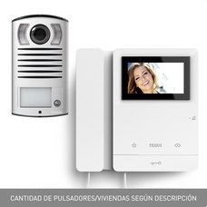 TEGUI - Kit video 2 viviendas 2 hilos, placa LÍNEA 2000 y dos monitores SERIE 8