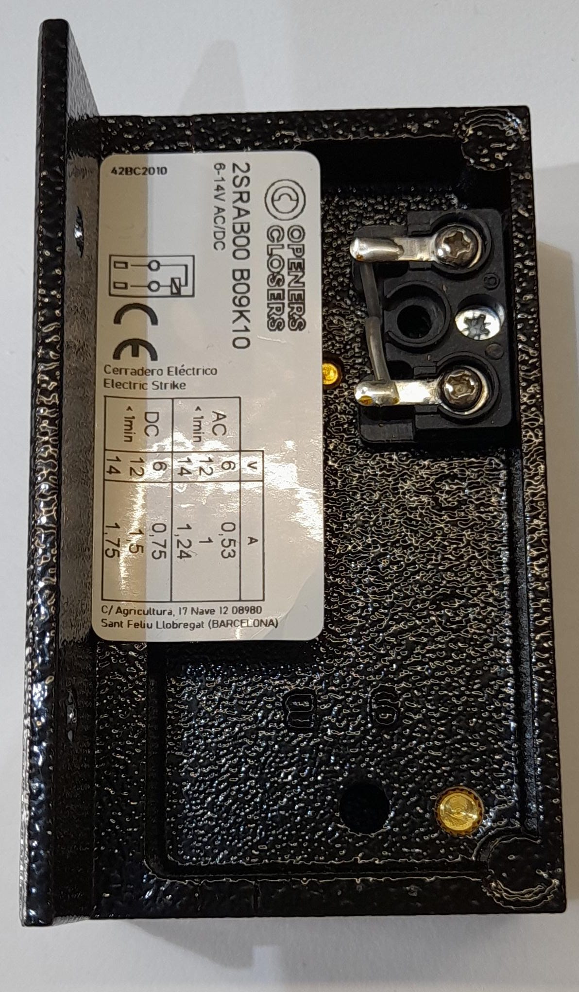 O&C - RIM - CERRADERO ELECTRICO ESTANDAR 6-14V AUTOMATICO INTERNO CAJA NEGRA 120MM