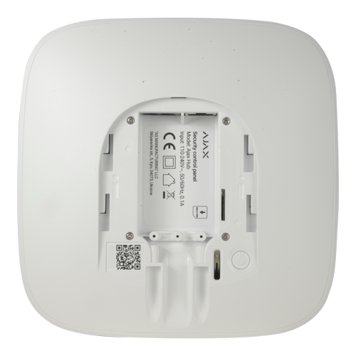AJAX - Central inalámbrica doble vía GPRS/LAN - Bidireccional - Certificado grado 2 - Protocolo Jeweller 848MHz - Antena interna alcance espacio libre 2000 m - Supervisión desde 12 s - Tamper anti-apertura - Anti-inhibición - Batería de respaldo - Admite hasta 100 dispositivos inalámbricos conectados - Hasta 50 usuarios - Compatible con otros accesorios de alarmas de nuestro catálogo - Alimentación 110-250 V AC - Uso interior - Incluye soporte - Color blanco - Imagen 3