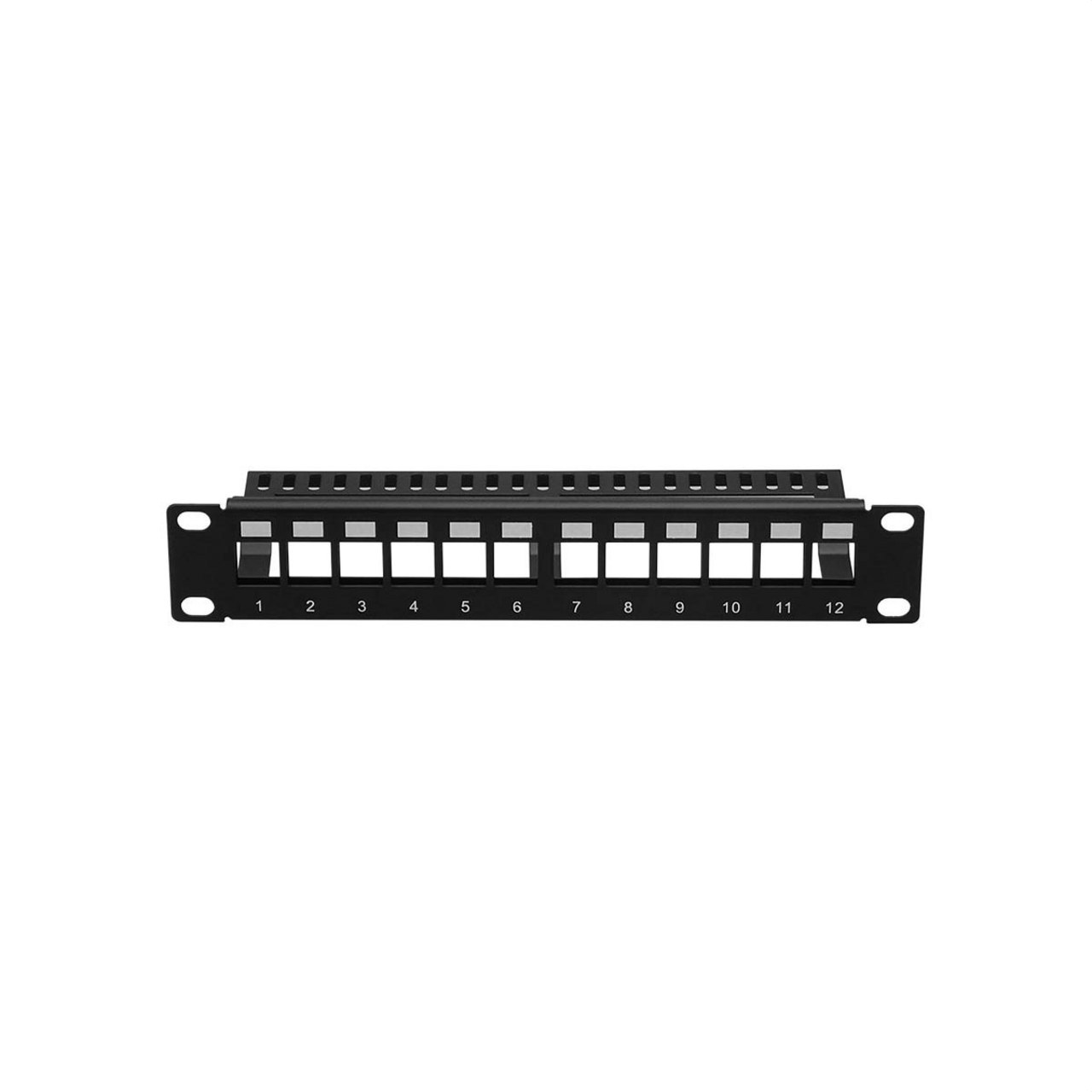 KEYNET SYSTEMS - Panel de parcheo 10" vacío bastidor fijo UTP 12 puertos 1U espacio escritura - Imagen 2